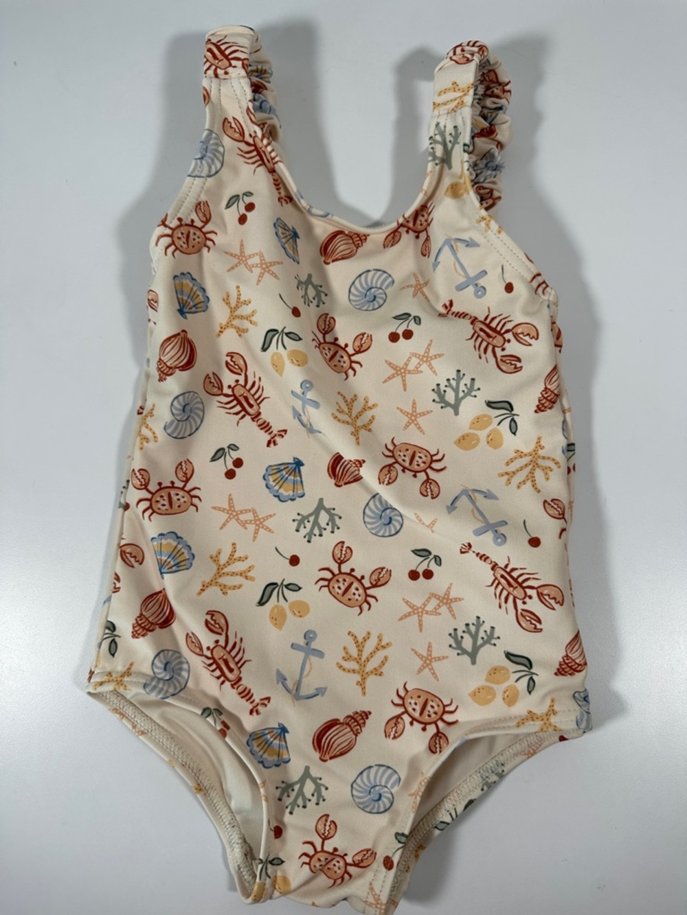 Rylee and Cru Scrunch One Piece Nautical Print Swimsuit 12-18 months
